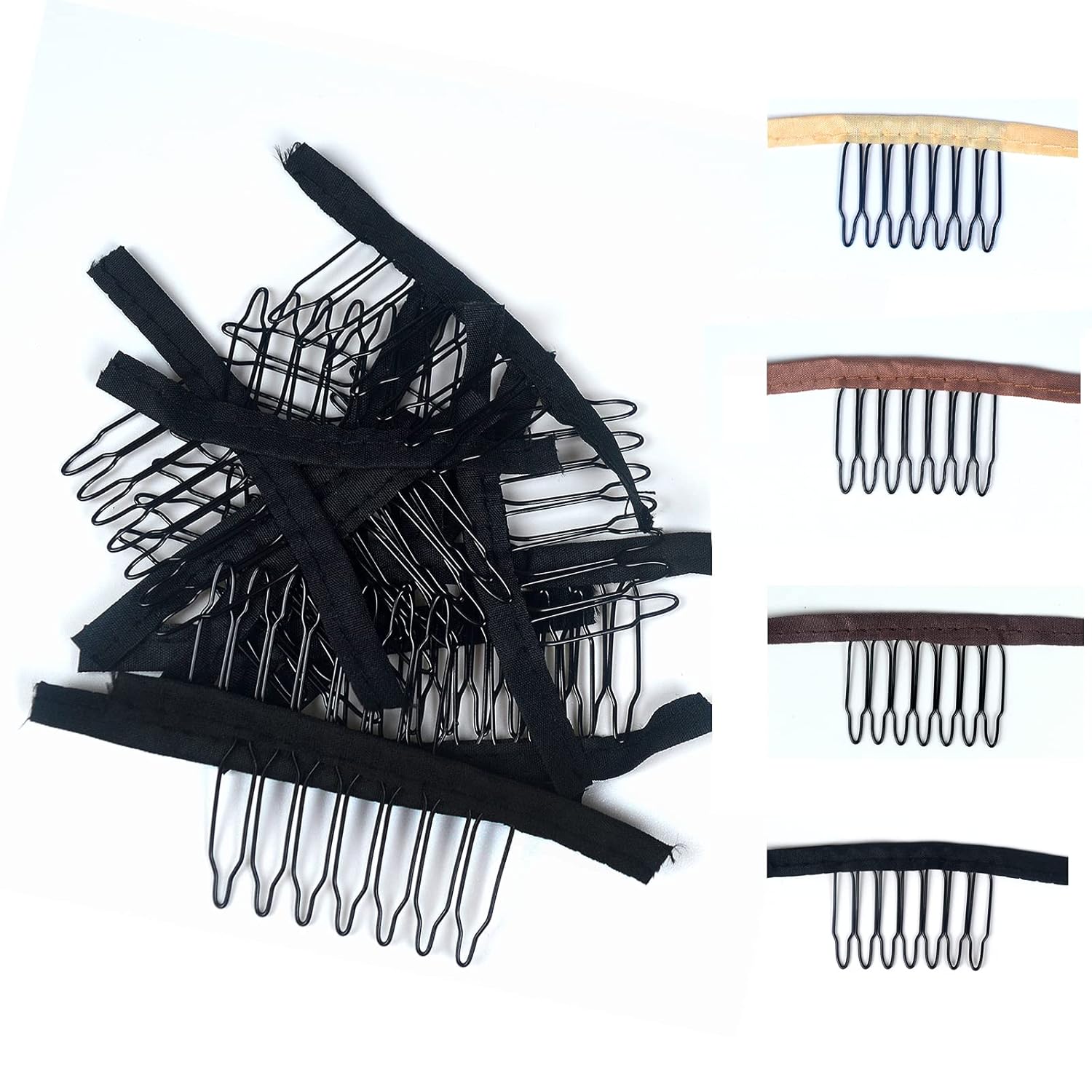 Highshion 45Pcs metal wig combs for making wig caps