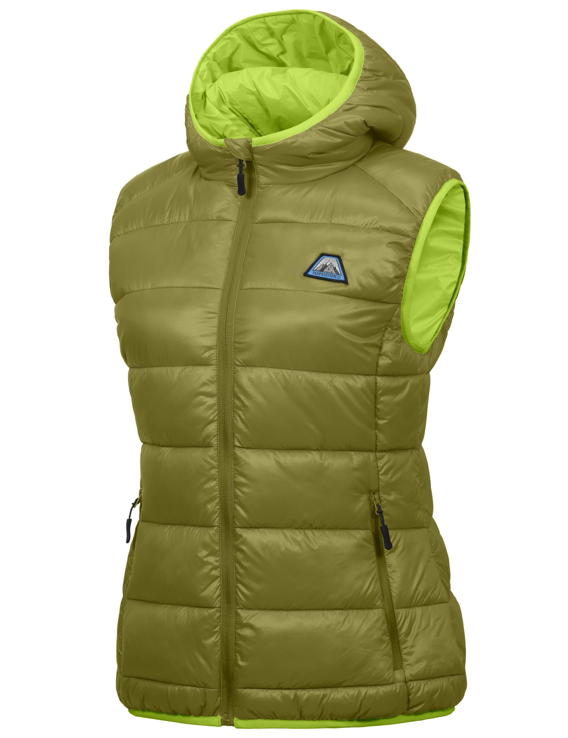 Mapamyumco Women's Quilted Puffer Vest Waterproof Lightweight Hooded Puffer Vest Full Zip Sleeveless Jacket Winter Outerwear