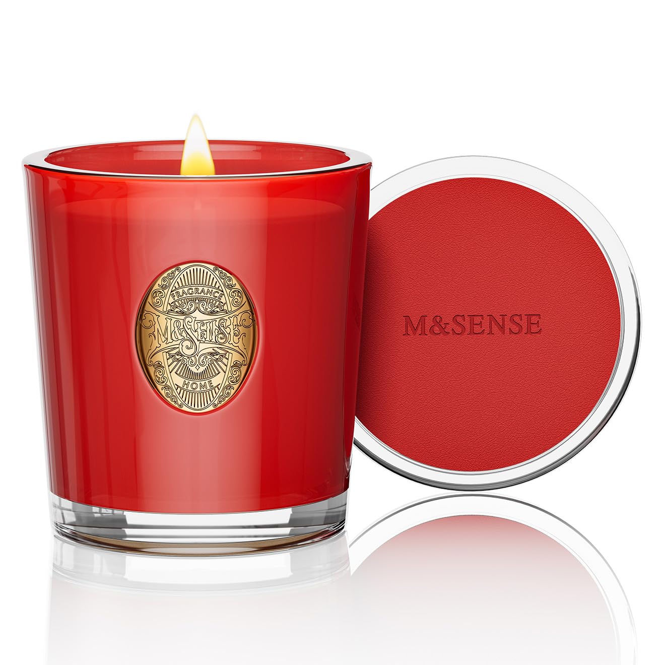 M&SENSE Geurkaarsen in glas Jasmijn, 290 g Natuurlijke sojakaars, kleurrijke kaarsgeschenken voor vrouwen & mannen, aromatherapiekaars voor ontspanning, 10,2 oz 55 uur brandduur