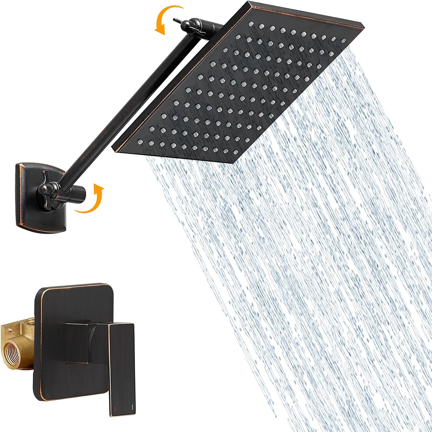 Hoimpro Adjustable Extension Shower Arm Shower System with 8 Inch Rain