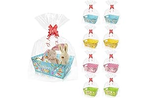 CIEOVO Easter Baskets: Fillable Empty Gift Totes with Cellophane & Bows for...