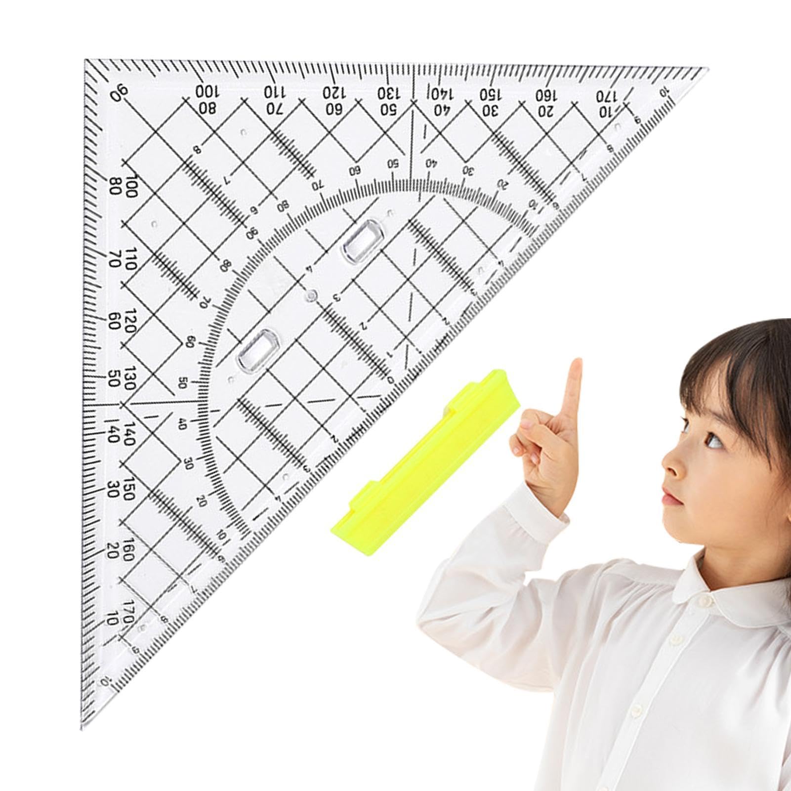 Dreieckszeichenwerkzeug, Geometrie 22 cm – Mathe-Winkelmesser, transparent zum Nähen und Schneiden von Patchwork-Dreiecken.