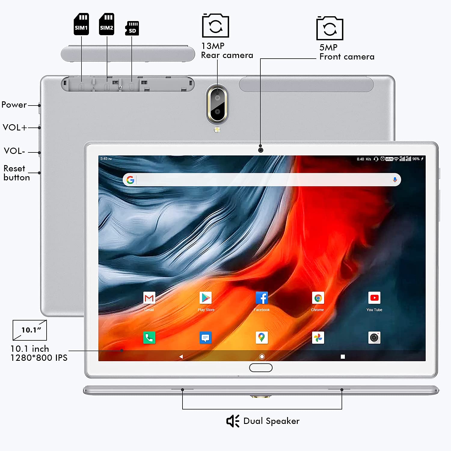 ZONKO Tablet 10 cali, Android 13 4G LTE, tablet PC, tablet z