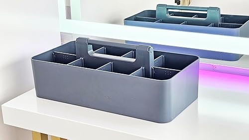 Miniatura 6 de Cesta grande de almacenamiento portátil para escritorio de oficina, contenedor de transporte DIY - HECHO EN EE.UU. (Gris Orión)