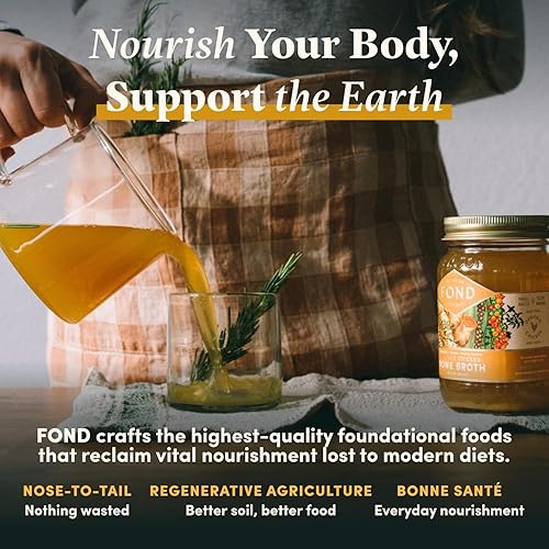 Miniatura 9 de FOND Caldo regenerativo de hueso de pollo criado en pastos infundido con cúrcuma orgánica y pimienta negra, caldo de pollo a fuego lento para un