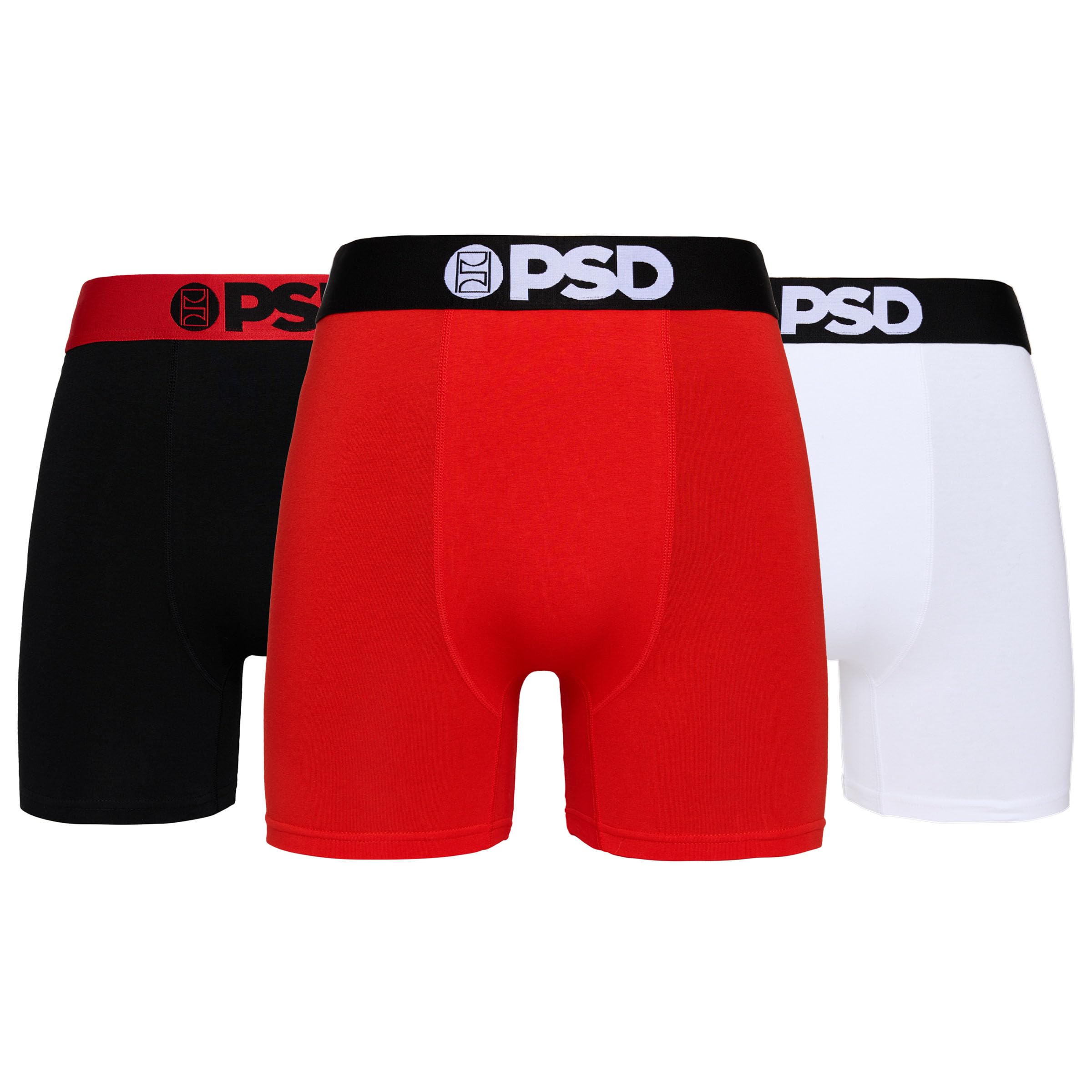 PSD Underwear Mens Boxer Briefs - Solid Basics, Mid Length Pack & Singles, Soft & Breathable Boxer Briefs for Men