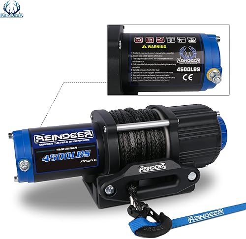 Miniatura 3 de REINDEER Nuevo cabrestante de 12 V, capacidad de carga de 4500 libras, kit de cabrestante eléctrico, cuerda sintética con Hawse Fairlead impermeable
