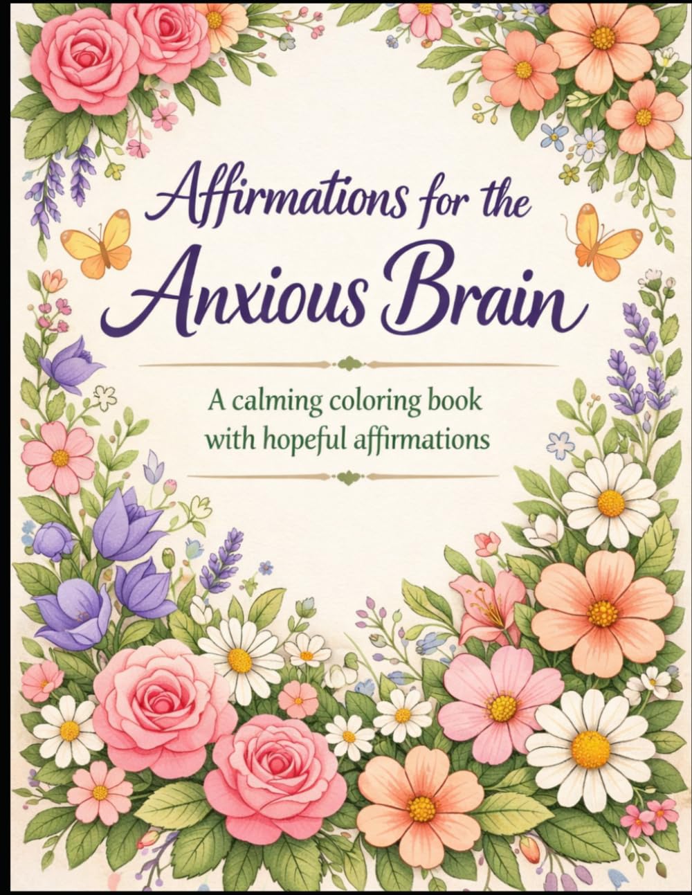 Affirmations for the Anxious Brain: A calming coloring book with hopeful affirmations