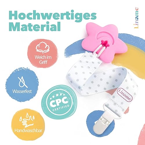Miniatura 40 de Liname Clip neutro para chupete con juguete de dentición, paquete de 4 clips para chupete para niños y niñas, soporte para chupete Soothie Paci,