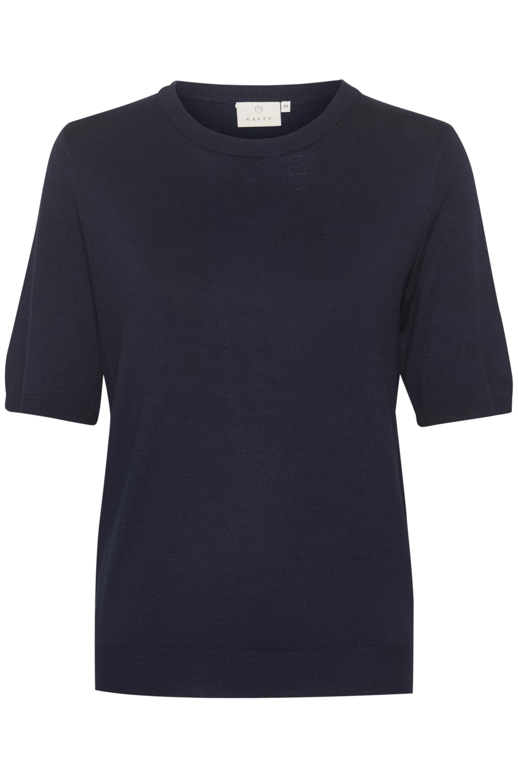 Kaffe Women's Pullover Short Sleeves Round Neck Regular Fit Hip Length, Midnight Navy, M