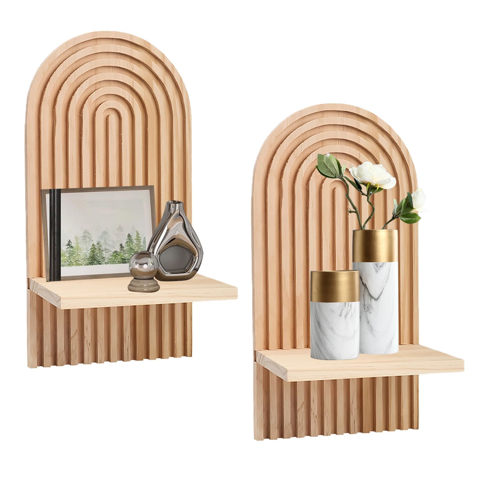 Boho Hängeregale Set – 2 Stück Aus Holz & Baumwollseil, Makramee Deko Für Wand