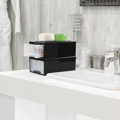 Miniatura 7 de Utiao Cajón de almacenamiento apilable de plástico de 6 cuartos de galón, cajones de almacenamiento de escritorio pequeños, 3 paquetes