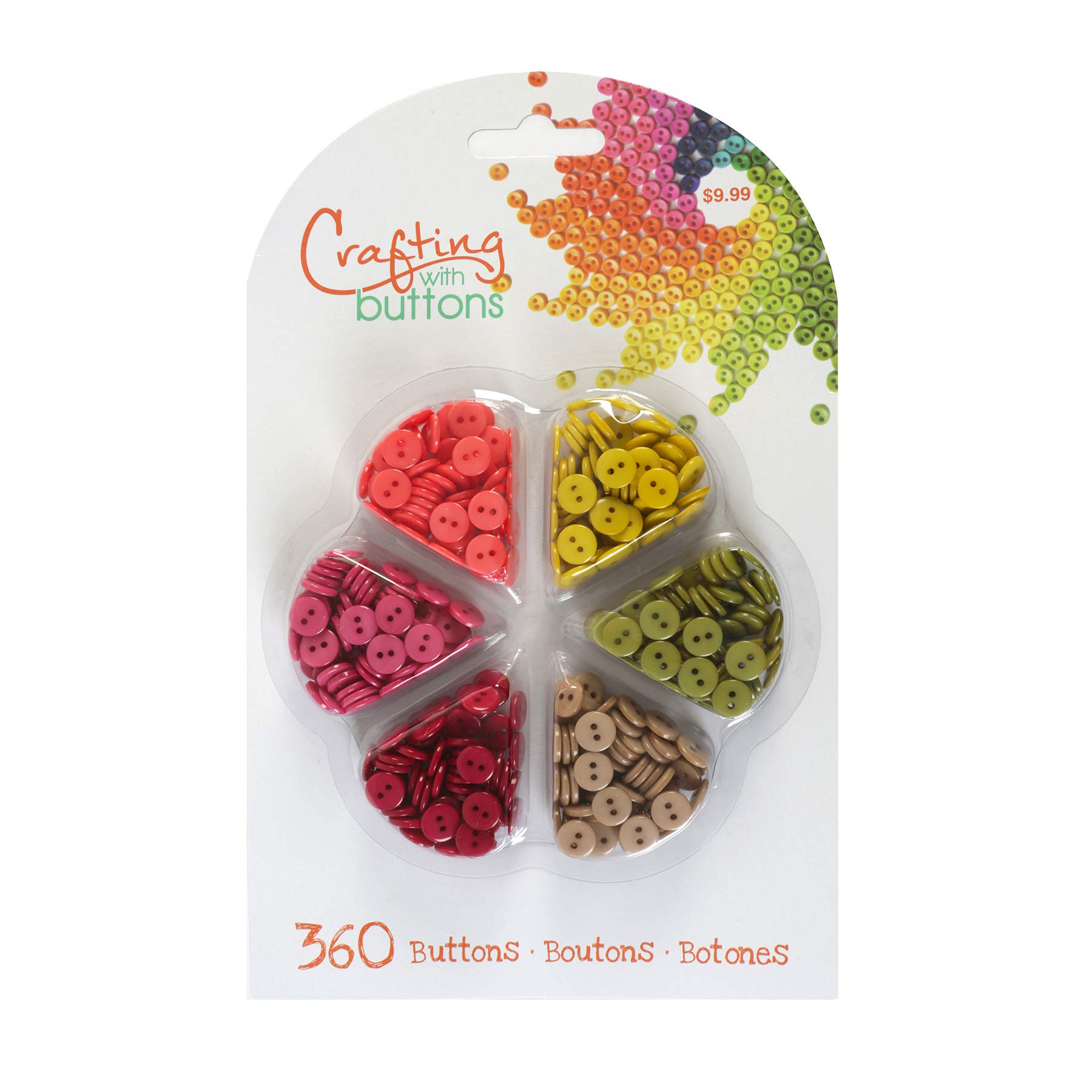 Blumenthal Sewing and Craft Button Wheel, 360pcs, Reds and Neutrals