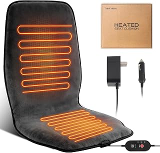 THMFHMW Large Dark Grey Heated Seat Cushion - 3 Heat Levels, Timer, Plush Fleece Warmer for Office Chair, Home, Wheelchair, Winter Gift