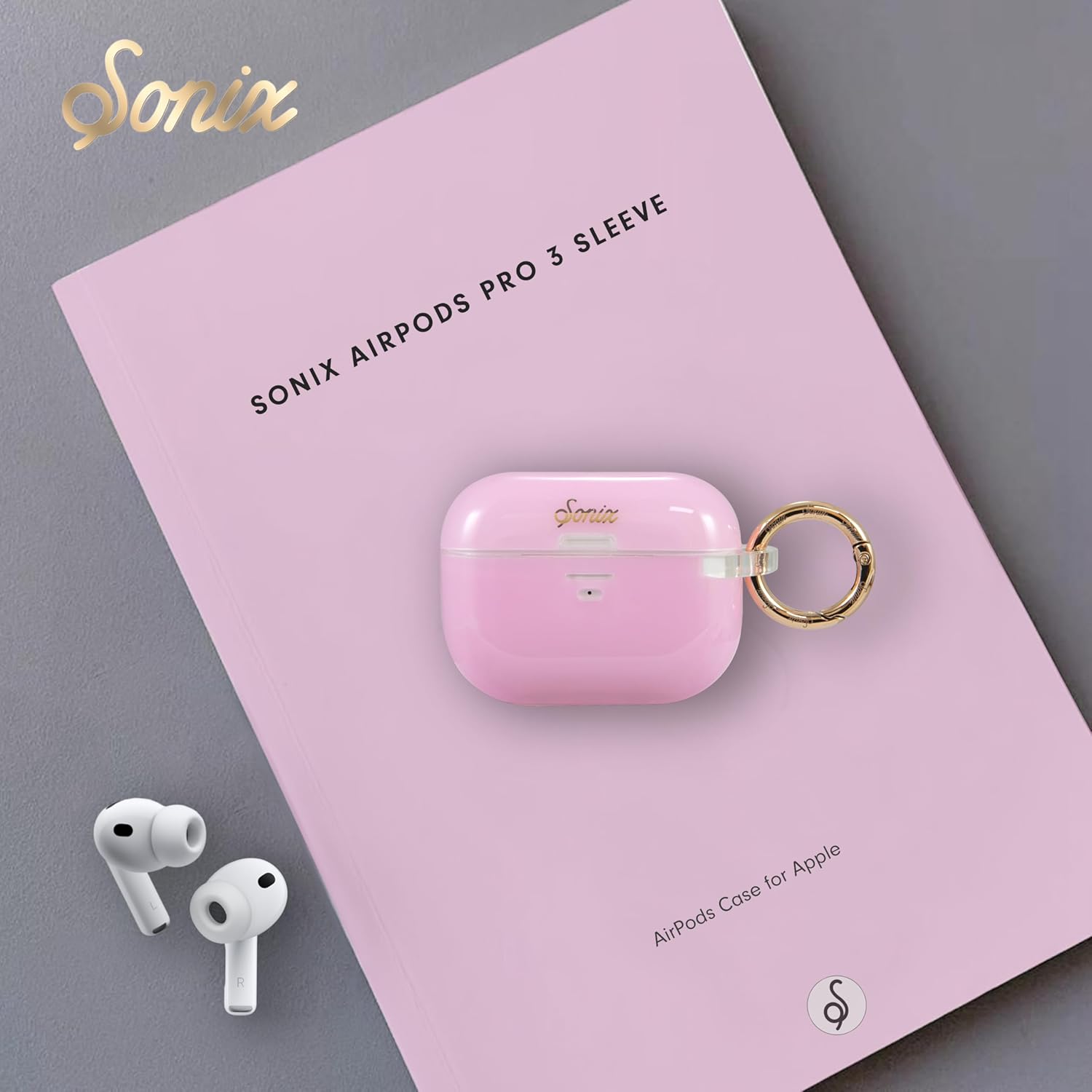 Sonix AirPods Pro 3 Protective Case - Hard Shell Cover with Luxe Keychain Clip - Compatible with 3rd Generation AirPods Pro | Jelly Pink