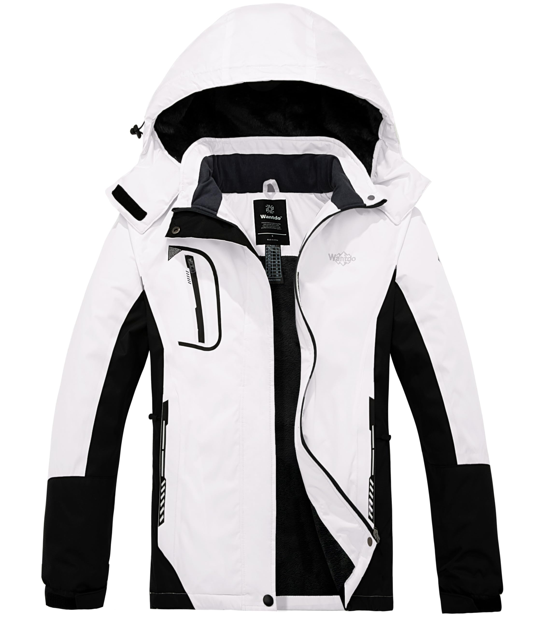 Wantdo Chaqueta de Esquí Cálida para Mujer con Forro Polar Chaqueta de Snowboard Impermeable con Capucha Abrigo de Montaña Impermeable Antiviento Mujer — view 7