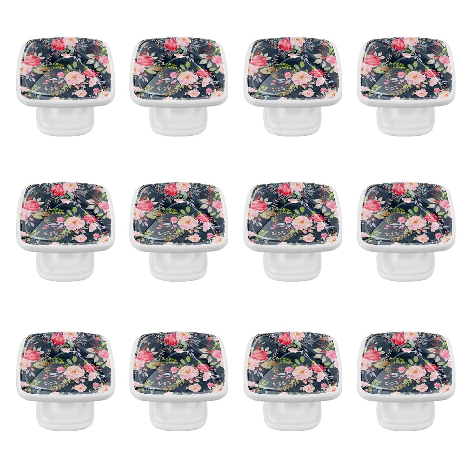 Poignées fleurs roses de commode et cuisine lot de 24 pièces boutons de tiroir armoire