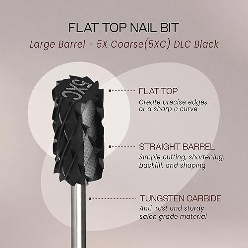 Vista 76 de USA PANA - Broca profesional de carburo de barril pequeño con parte superior plana, grano grueso 5X a grano extrafino, dorado, plateado, negro DLC