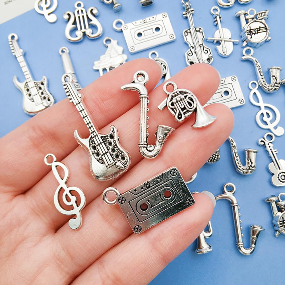 51 sztuk zawieszek w stylu retro, ręcznie wykonana, biżuteria z nutami, metalowa zawieszka, instrumenty muzyczne, charms dla miłośników muzyki, DIY, bransoletki, naszyjniki