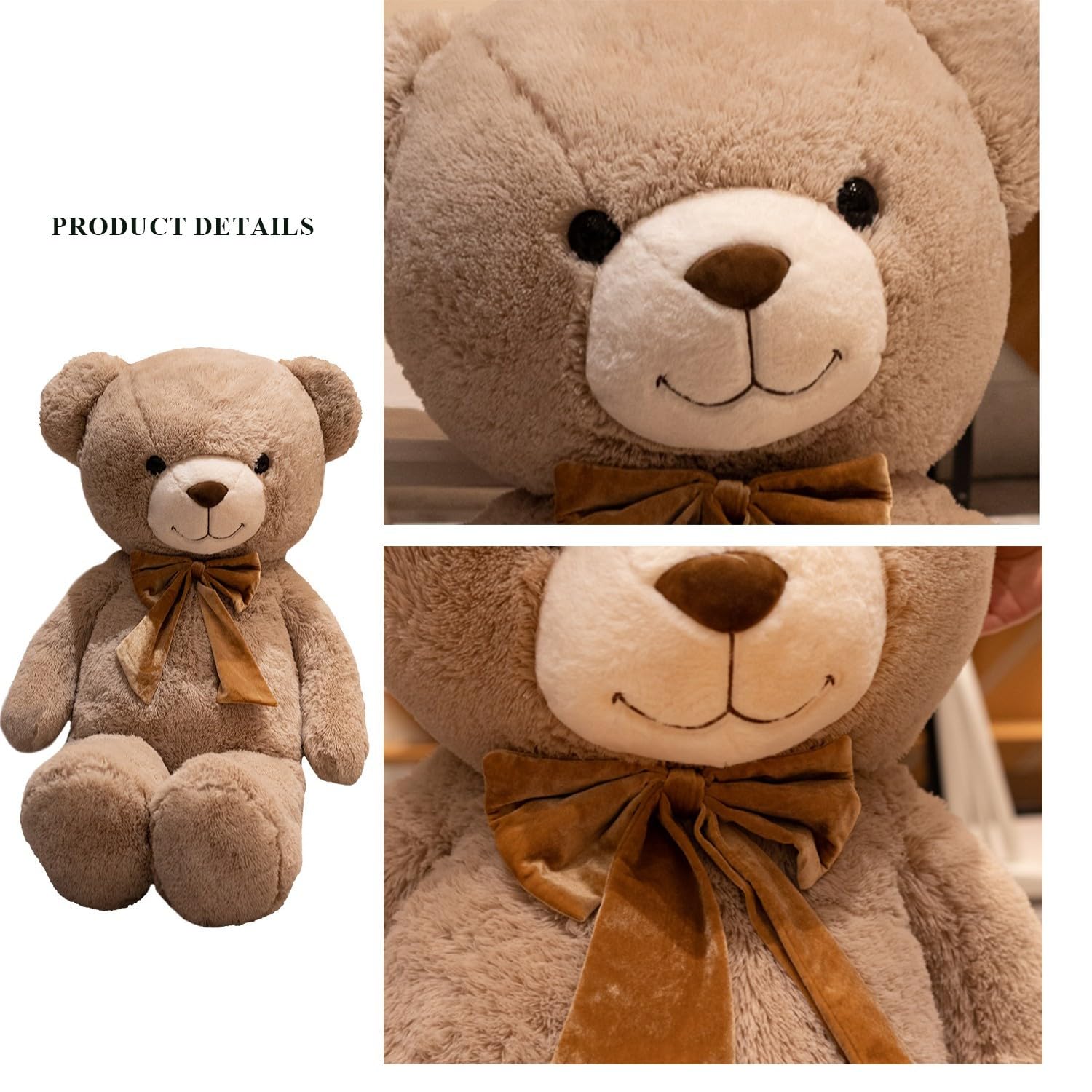 Riesen Teddy Teddybär Plüschtier großer Bär Kuscheltier Stofftier Valentinstag Geburtstag Geschenk für Freundin, Kinder, Khaki (120 cm,Khaki)