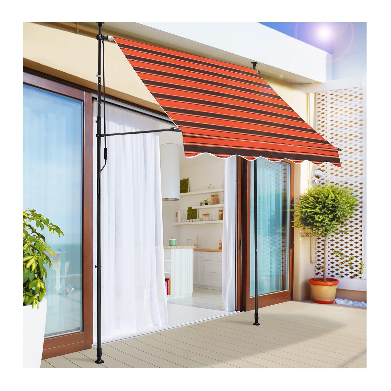 Toldo retráctil exterior de 3m con manivela manual para terraza y jardín en color gris