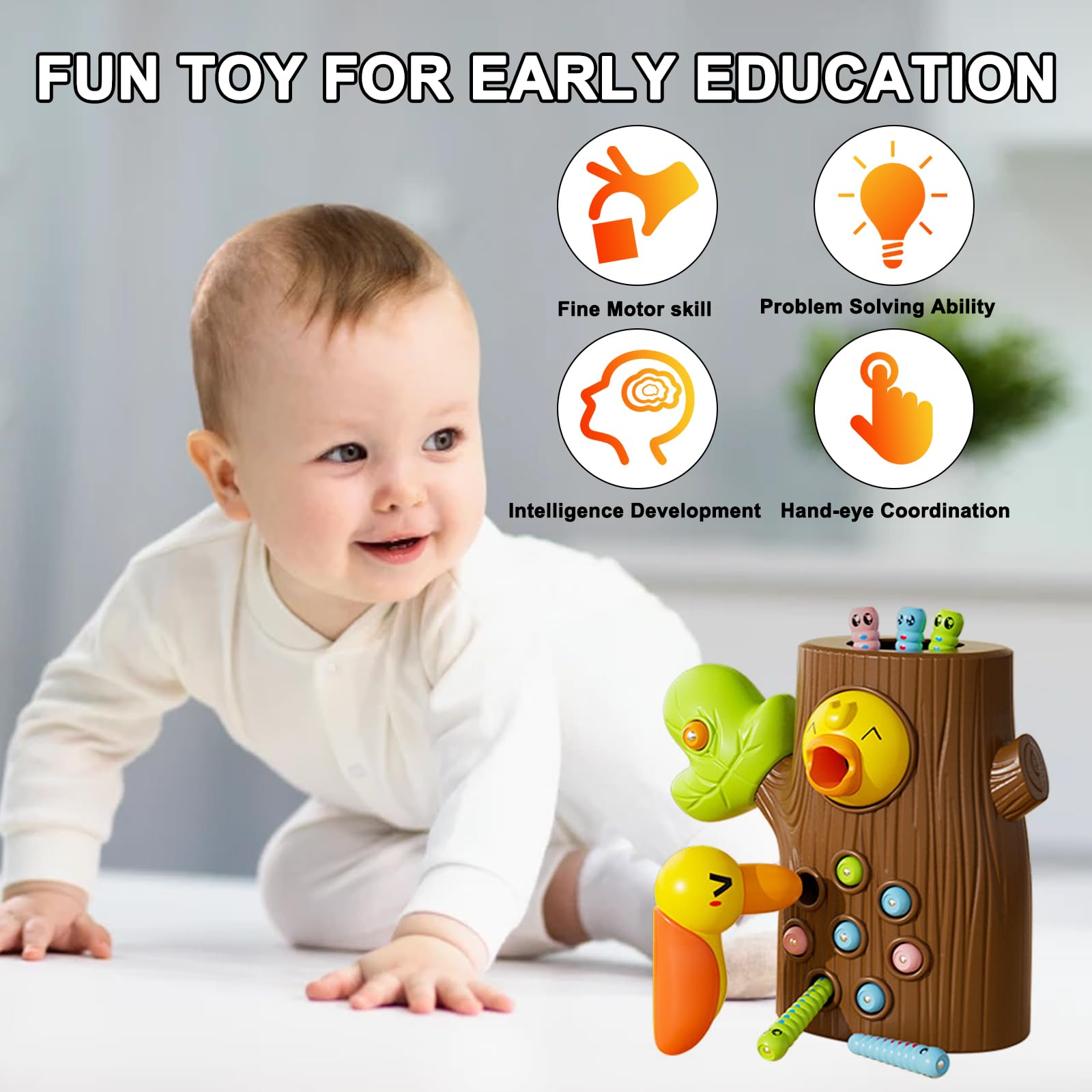 Toddler Magnetic Bird Feeder Toy, 11 Pcs Magnetic Bird Feeding Game, Woodpecker Magnetic Toys, Magnetic Bird Toys - Image 2