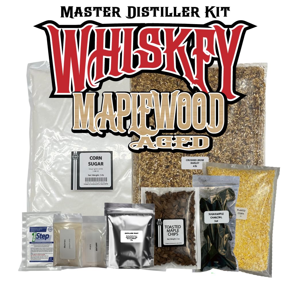 Tapcraft – Maplewood Aged Whiskey Recipe Mash Kit – Make Your Own Smooth, Filtered Maple wood-Finished Whiskey – DIY Fermentation Kit – No Flavoring or Sweetener Added