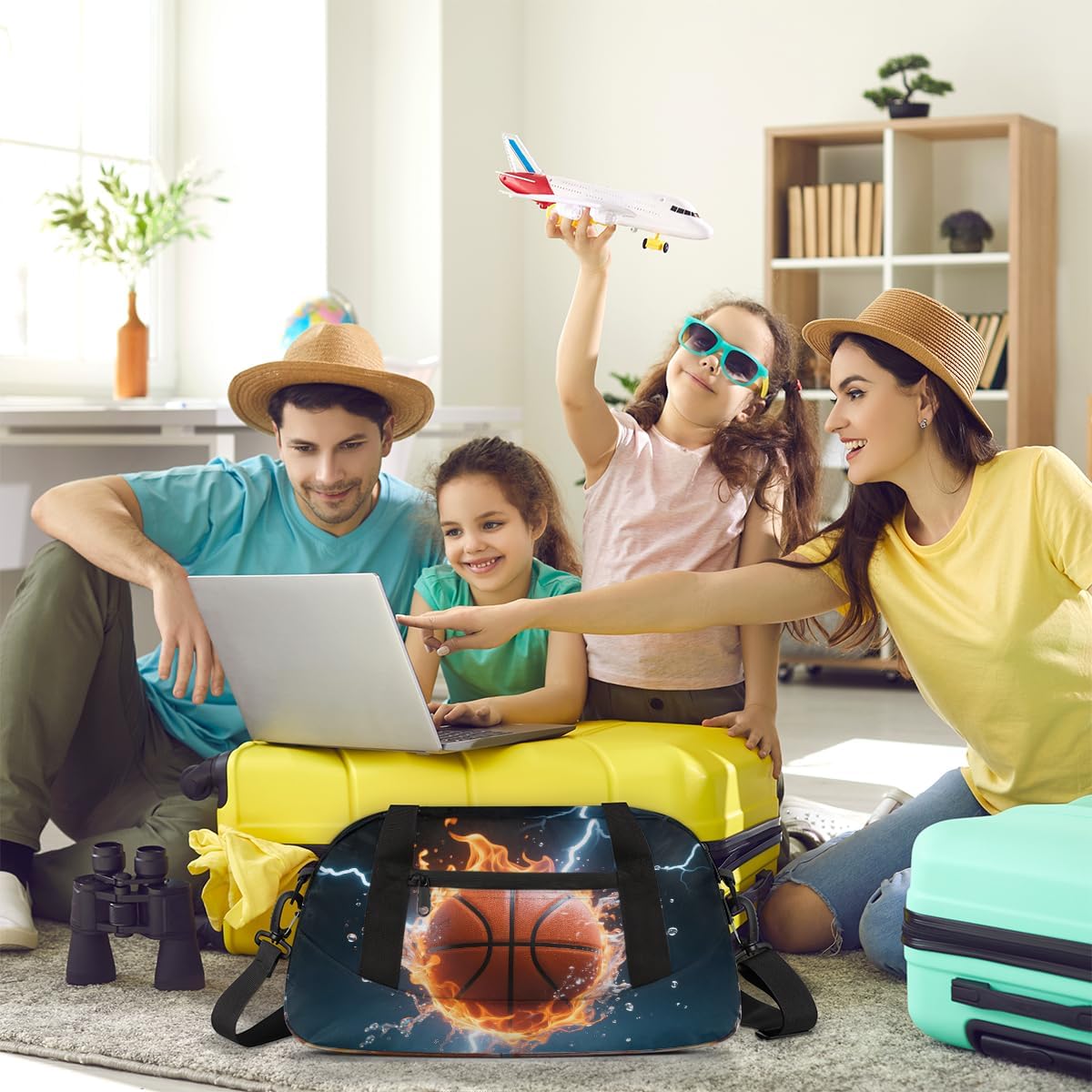 Fiery Basketball Duffel Bag for Kids Overnighter Small Duffle Bags for Boys & Girls, Sleepovers and Travel Duffel Bag for Kids, Carry-On Size & Ideal for School Practice or Sport Gym Bags