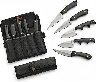 Full Tang Hunting Knives 5 Pcs - Camping Knife with Pakkawood Handle & Stainless Steel Blade with Sheath - Bowie Knife for Camping & Outdoor Uses for Men