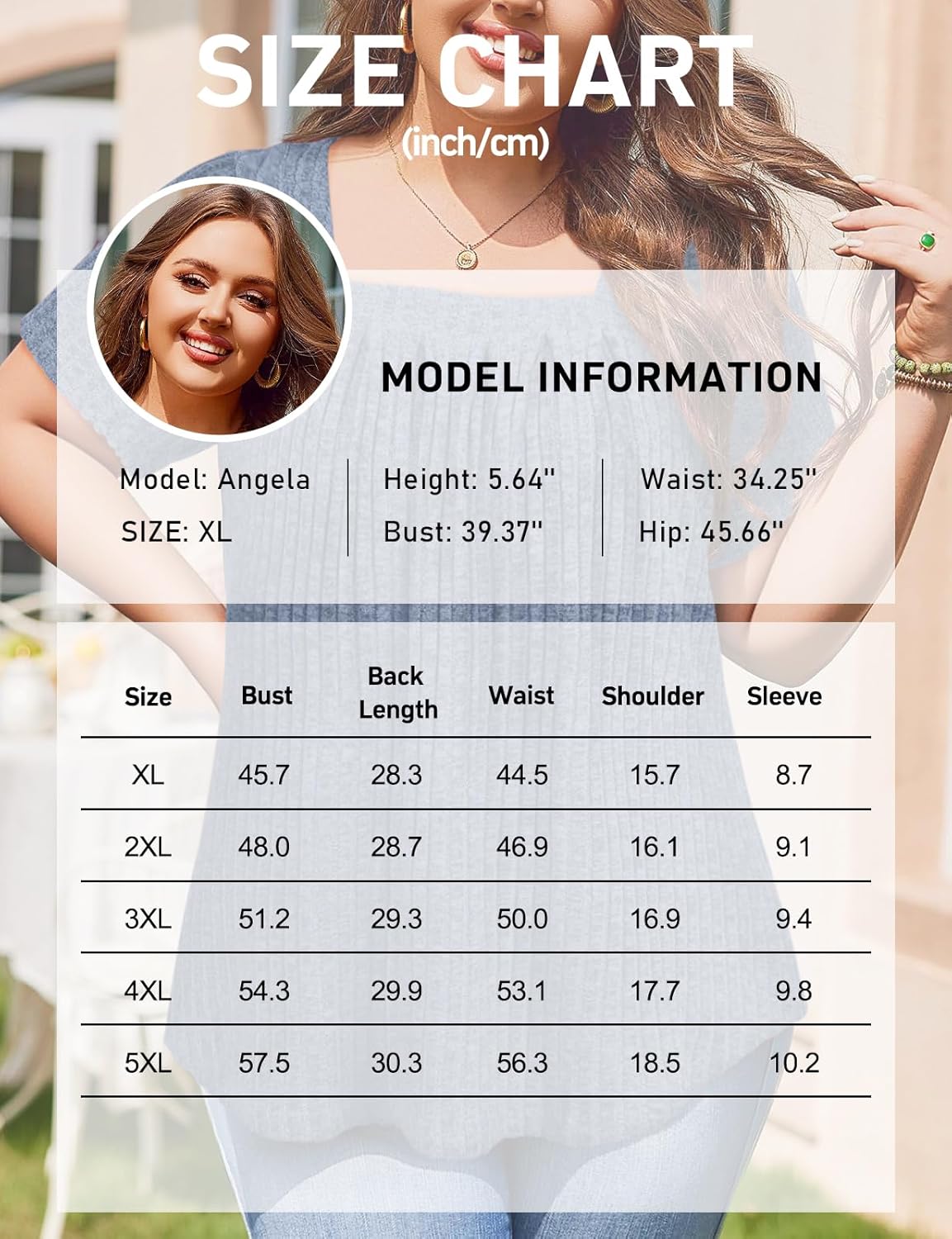 Tanst Sky Women's Plus Size Casual Tunic Tops Square Neck Short Sleeve Shirts Lightweight Pleated Blouses XL-5XL - Image 6