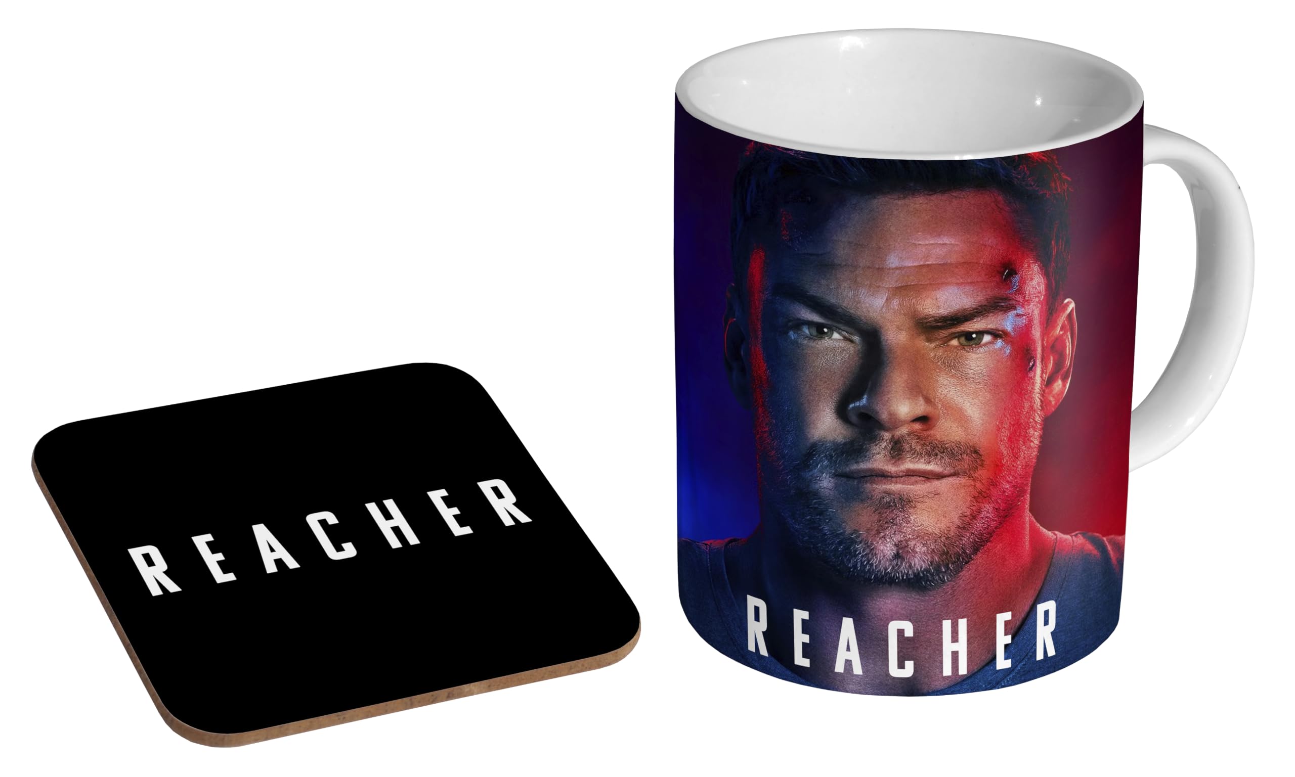 mugmart Jack Reacher Series - Ceramic Coffee Mug + Coaster Gift Set - Action Thriller TV Show