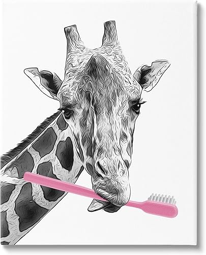 Miniatura 1 de Stupell Industries Divertido animal cepillo de dientes lienzo arte de pared, diseño de Annalisa Latella