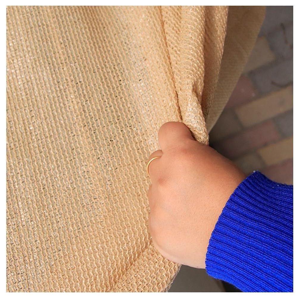 Schaduwdoek Rechthoekig 5 x 5 m Weerbestendige, Luchtdoorlatend, 95% UV Bestendige Balkonscherm Inkijkbescherming met Gratis Touw Voor Balkon en Tuin, Zand geel