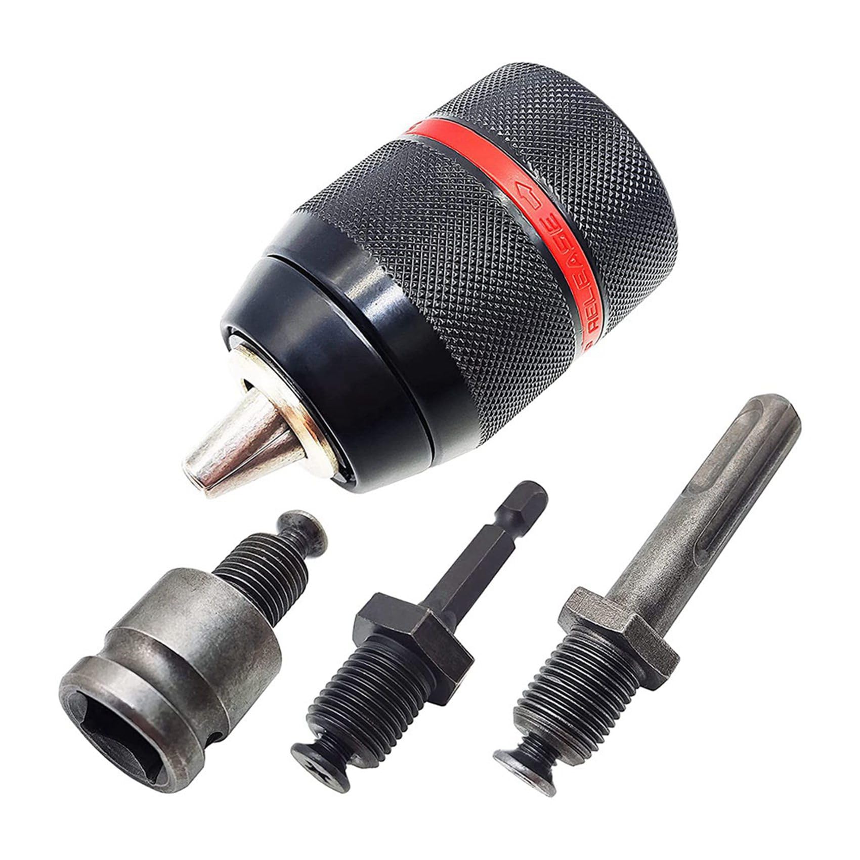 Jnchdghwa Black 2Set 1.5-13Mm Keyless Drill Chuck 1/2Inch-20Unf With Sds-Plus Shank 1/4Inch Hex Shank 1/2Inch Square Wrench Adapter