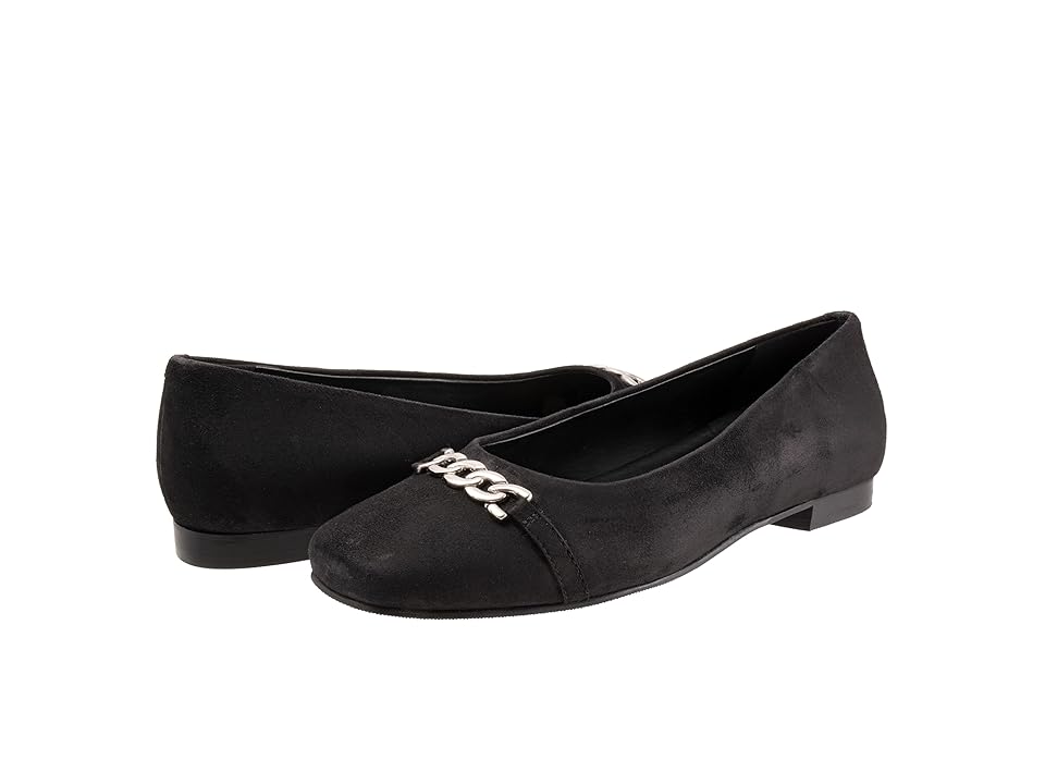 Trotters Harmony (Black Suede) Women's Flat Shoes INTERNATIONAL SHIPPING