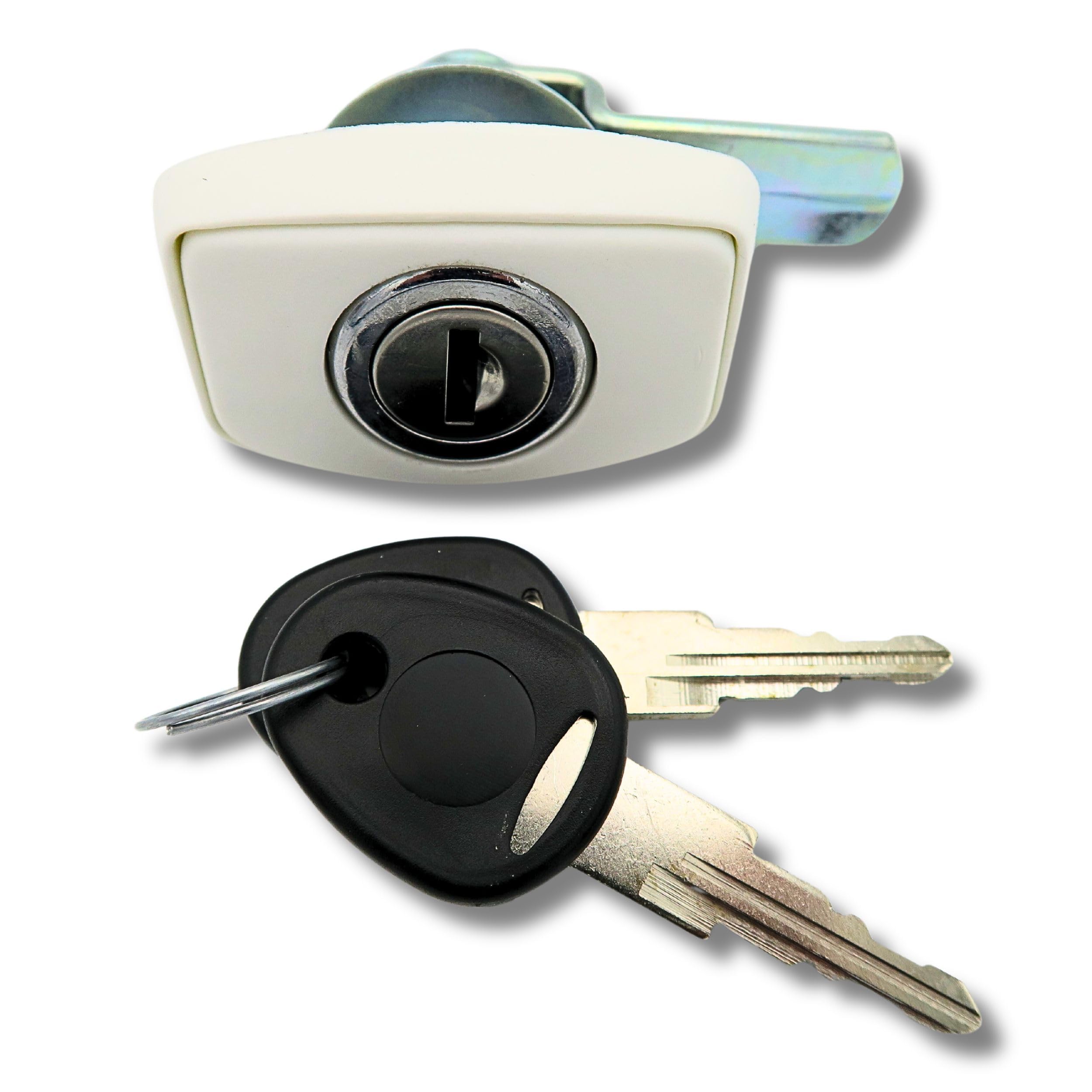 Serratura FAP Per Camper E Roulotte - 38x56 Mm, Bianca, Con Cilindro E 2 Chiavi - Per Gavoni E Sportelli Gas