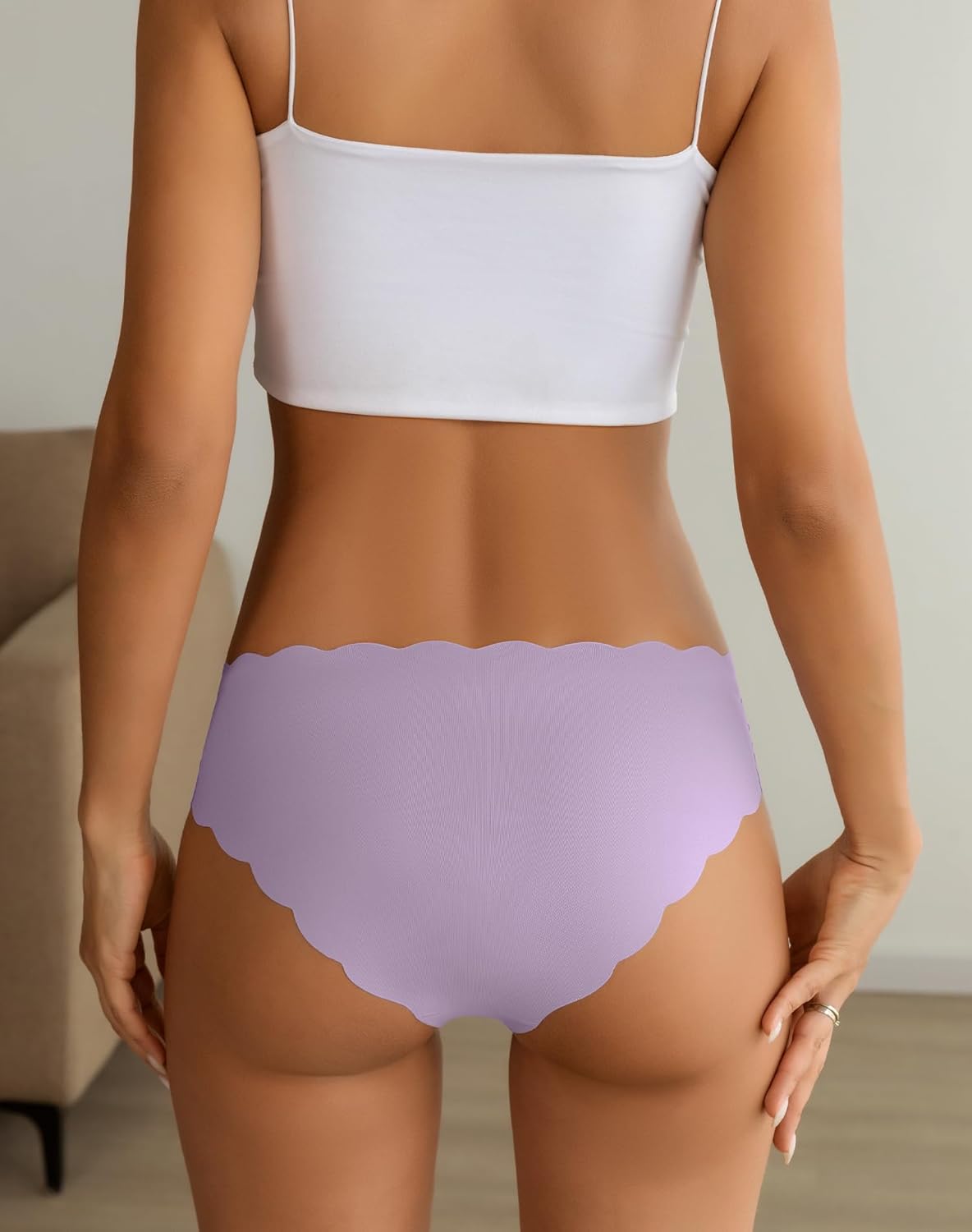 Women's Seamless Underwear No Show invisible Stretch Panties Ladies Low Rise Cheeky Wave Edge Bikini Panties 6 Pack - Image 4