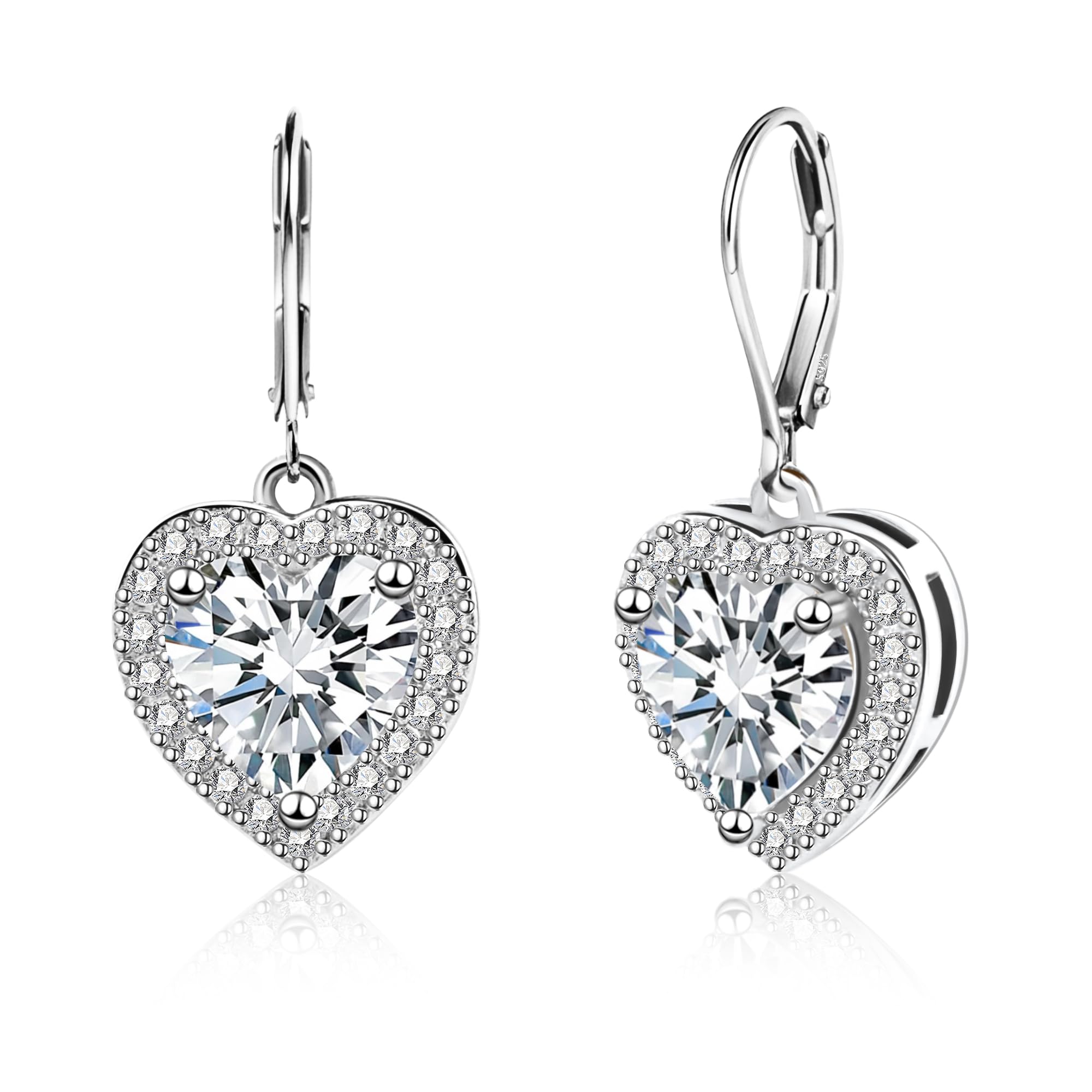 925 Sterling Silver 14K Gold Plated Heart Dangle Earrings ALEXCRAFT Dangling Drop Earring for Trendy Women Leverback Earings