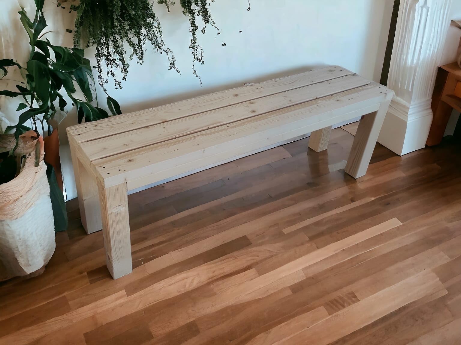 TOTAL WOOD 2012, Banco de Madera de Abeto Natural, Modelo Classico, Elemento de decoración, Asiento de Madera, Ideal para Interior y Exterior, también a Medida (150x38,5x50)
