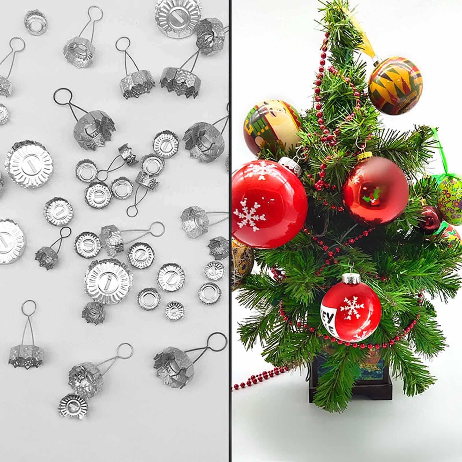 5x100x Cime di Ornamenti per Palline di Natale, Ricambi per Decorazioni Natalizie Fai Da Te, Ganci per Ornamenti in Metallo per Feste Natalizie, 5 pezzi