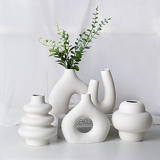CUCUMI Ceramic Flower Vase Set of 5 Modern Nordic Boho Style Decorative ...