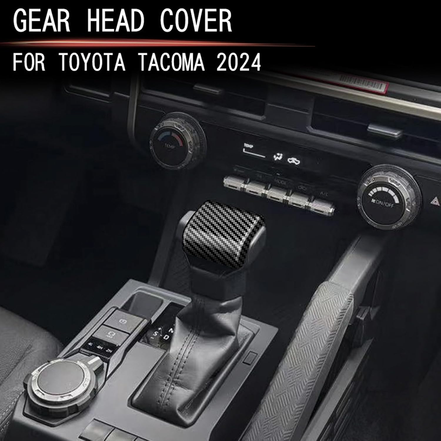 for Toyota Tacoma 2024 2025 and 4Runner 2025 Interior Accessories Center Console ABS Gear Shift Decor Cover Dashboard Trim (Carbon Fiber Grain, Gear Shift Decor)