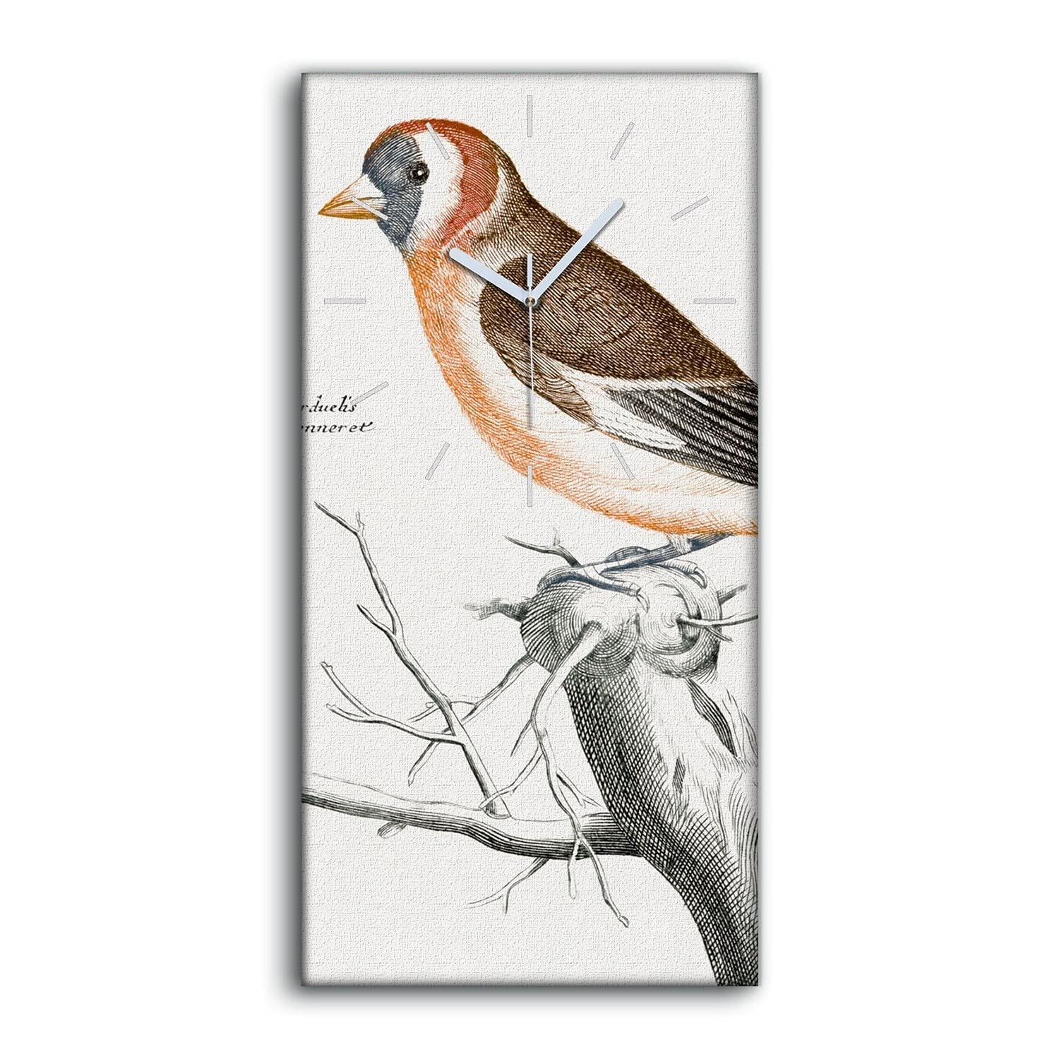 Horloge sur toile oiseau poétique 30x60cm pour décorer la chambre en silence