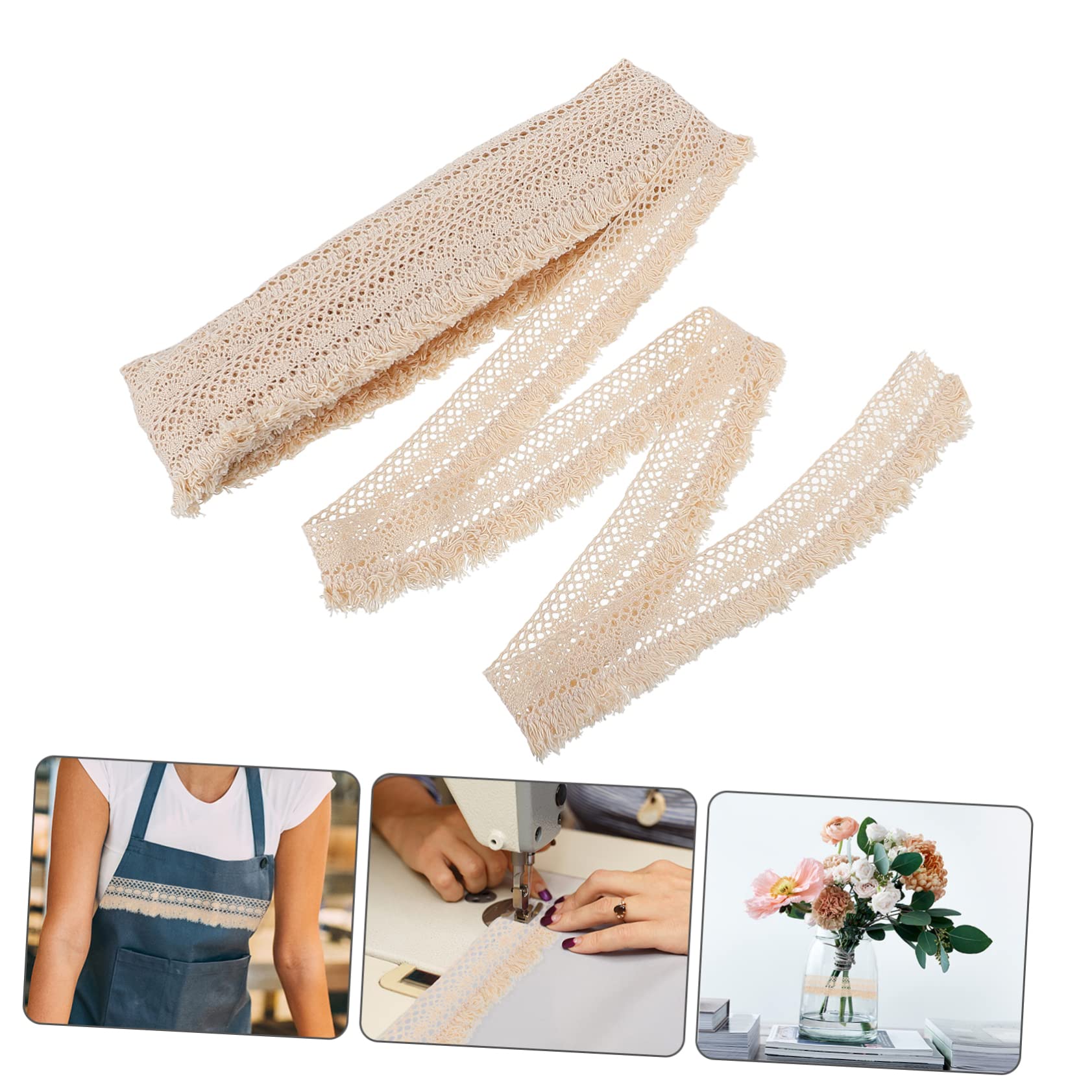 Ciieeo 3piezas Cinta De Ribete De Borlas De Algodón Para Manualidades y Decoración De Cortinas Yardas Para Cojines Ropa y Eventos Especiales
