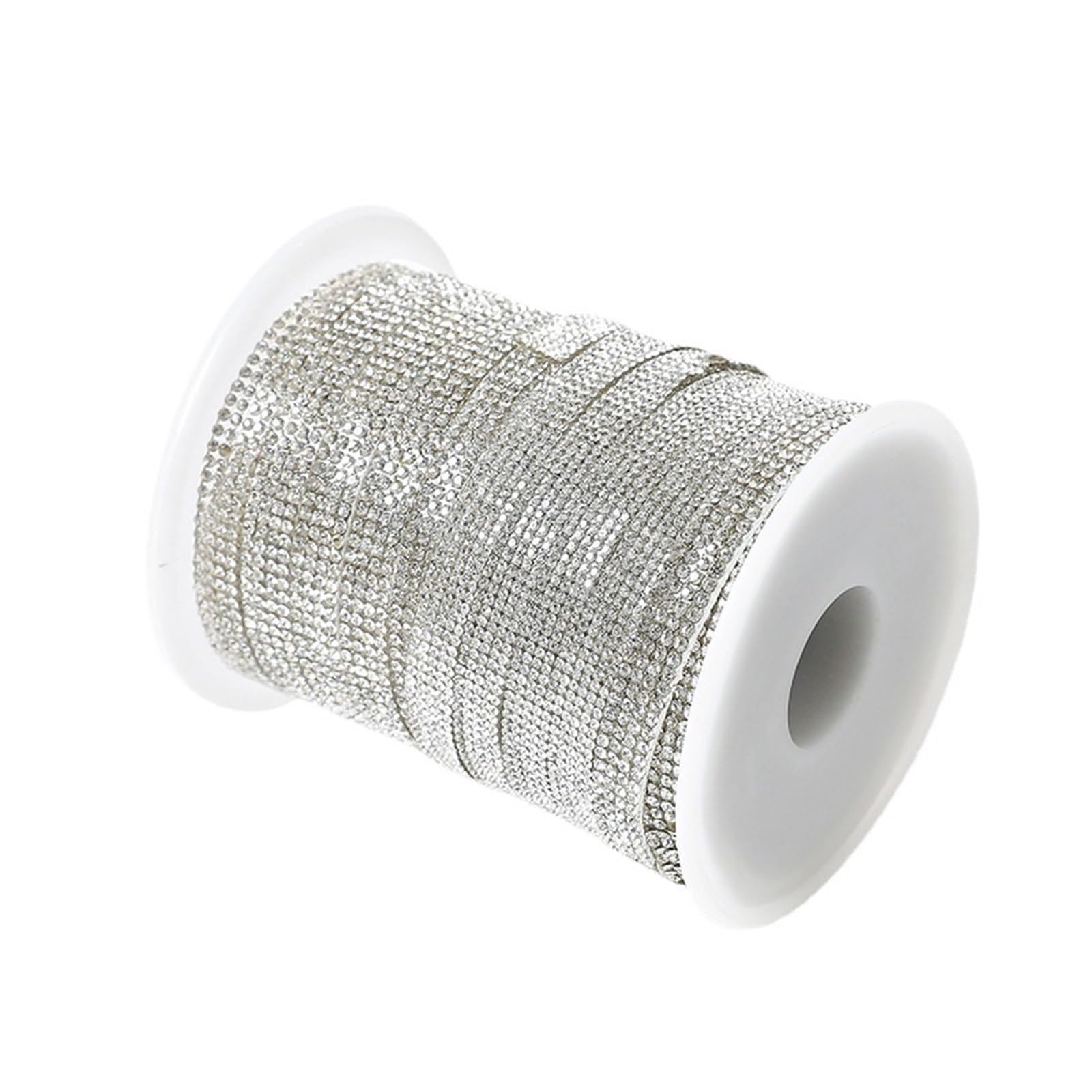 Diamentowe satynowe wstążki Kryształowa rolka, 10 Yards White Rhinestone Ribbon Multiple Sizes For DIY Crafts(16row 3.4CM)