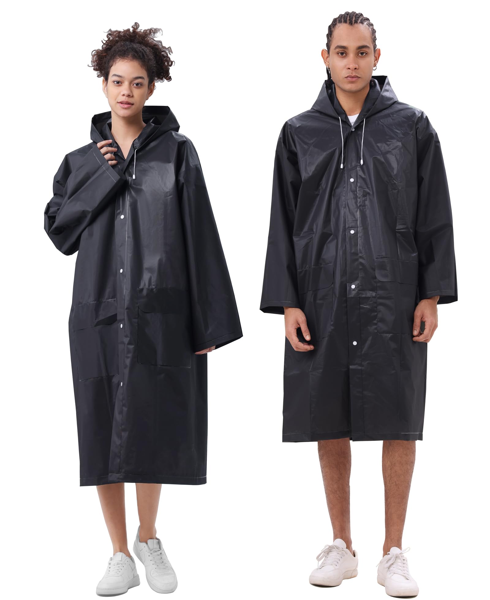 HLKZONE Ponchos de lluvia para adultos, paquete de 2 abrigos de lluvia reutilizables para adultos, chaqueta impermeable plegable con bolsillos
