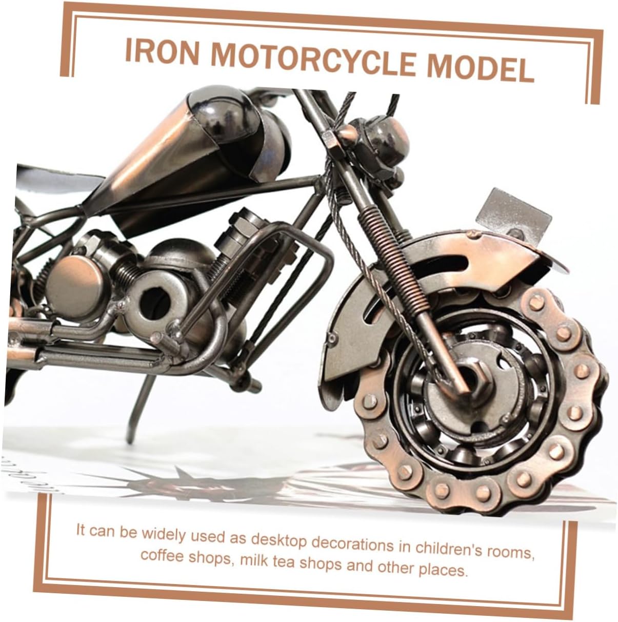 Retro Handicraft Iron Motorcycle Model Home Decoration Ornament Vintage Style Motorcycle Figurine for Men Unique Present Idea for Motorcycle Enthusiasts