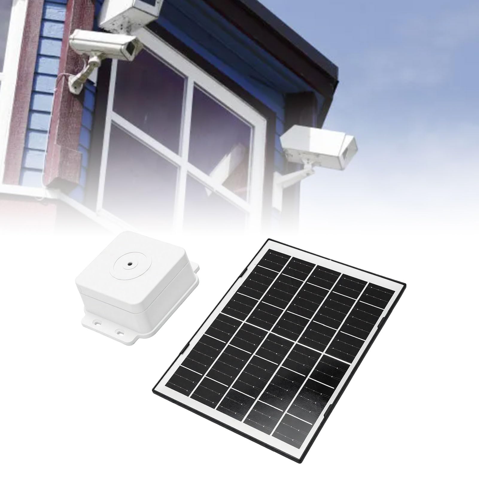 XUMIUZIY Pannello Solare Portatile 4W USB Tipo C per Telecamera di (WHITE) | Materiale ABS, Impermeabile IP65, Batteria Interna da 15000mAh, Supporto Regolabile a 360°, Compatibile con Dispositivi a 5V.