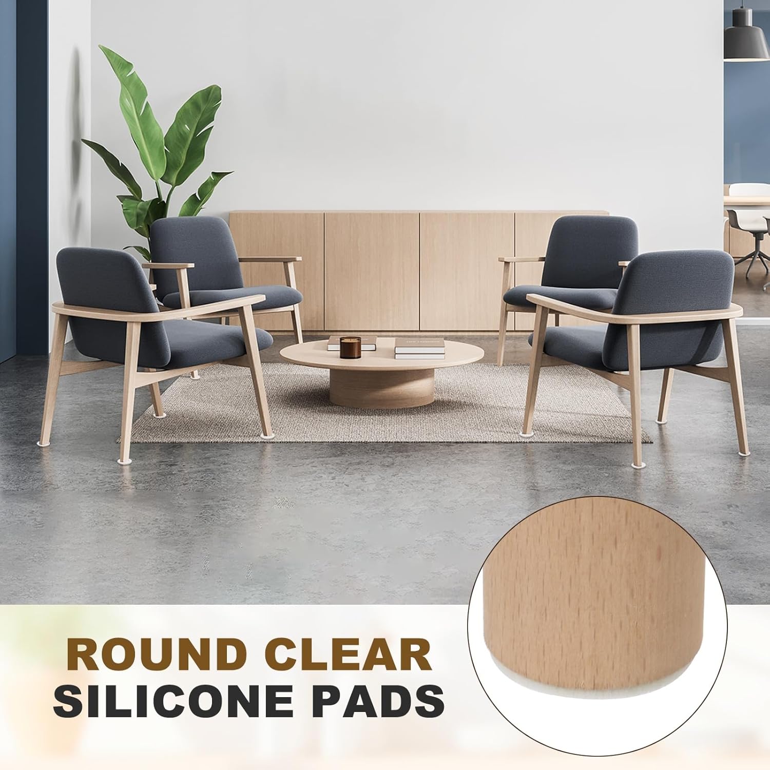 uxcell 8Pcs Non Slip Furniture Pads, 9.5" Round Self Adhesive Felt Bumpers Noise Reducing Furniture Feet Floor Protector for Chairs Tables Furniture Legs (White 0.2" Thick)