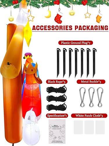 Miniatura 3 de Kalolary Belén inflable de Navidad de 12.5 pies con luz LED, decoración de Navidad gigante al aire libre, belén inflable para vacaciones, familia,